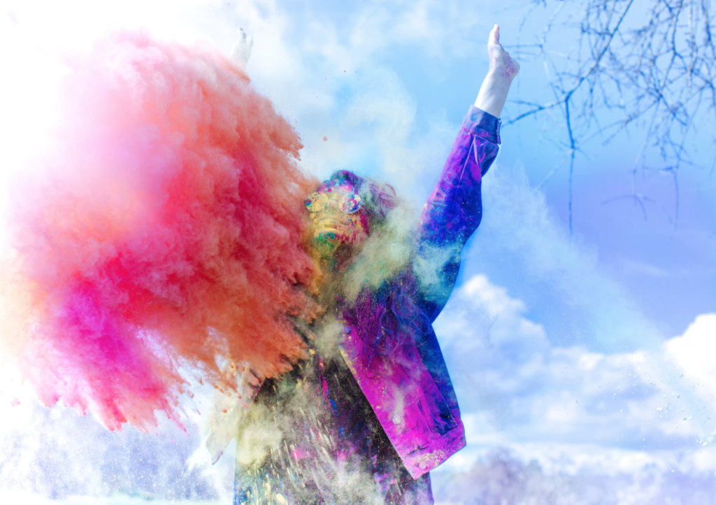 events at the university of calgary, student getting sprayed with colour