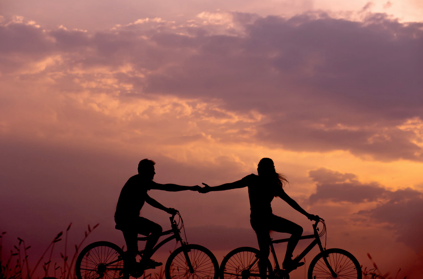 date spots for mount allison university students bike riders holding hands during sunset